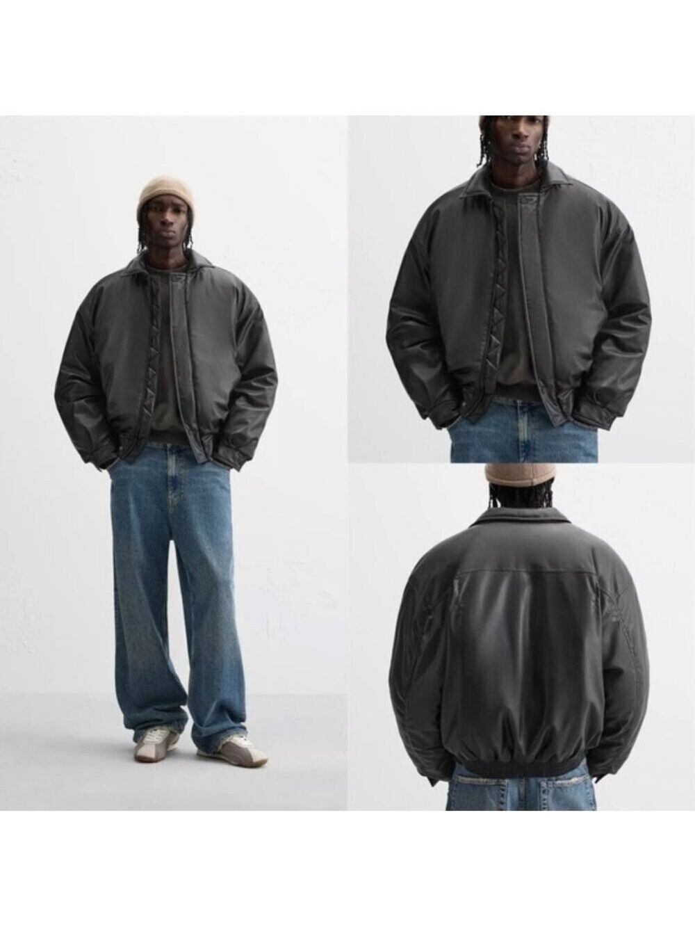 Zara Padded Faux Leather Men’s Bomber Jacket